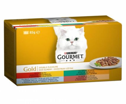 Котешка храна Gourmet Gold двойно удоволствие - асорти 4 х 85 г