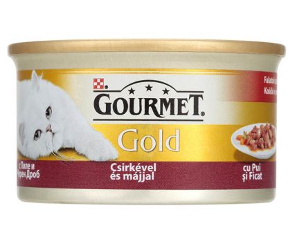 Котешка храна хапки в сос пиле и дроб Gourmet Gold 85 г