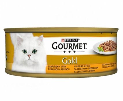 Котешка храна хапки в сос заек и дроб Gourmet Gold 85 г