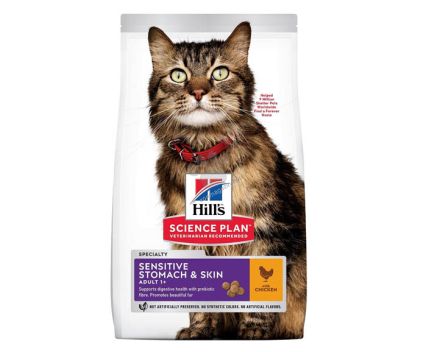 Котешка храна за котки с чувствителен стомах и кожа над 12 месеца Science plan Hills 300 г
