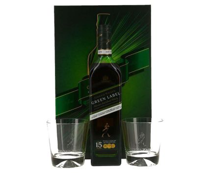 Уиски Johnnie Walker Green Label 15 г. + 2 чаши 0.7 л