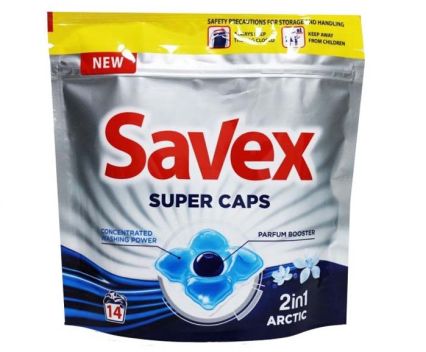 Капсули за пране Savex Super Caps 2in1 Arctic 14 бр