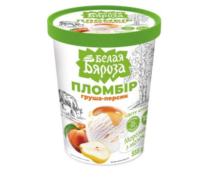 Сладолед Пломбир с круша и праскова Белая Бяроза 555 г