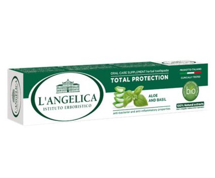 Био паста за зъби L'Angelica с екстракти от босилек, зелено кафе и мащерка за тотална защита 75мл