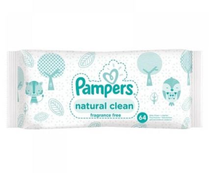 Бебешки влажни кърпички Pampers Natural Clean 64 бр