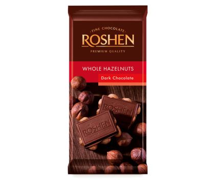 Черен шоколад Roshen с цели лешници 90 г