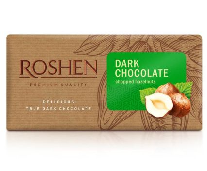 Черен шоколад Roshen с парченца лешник 90 г