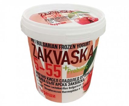 Млечно кисел сладолед от прясно мляко и жива българска закваска Череши Zakvaska 530 г