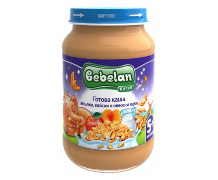 Готова каша Bebelan Ябълки, кайсии и овесени ядки 5+ м 190 г