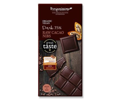Био тъмен шоколад Benjamissimo какаови зърна 75% какао 70 г