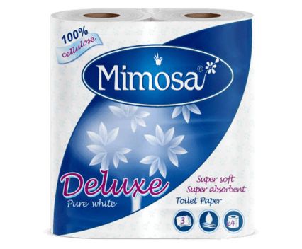 Тоалетна хартия Mimosa Deluxe бяла 3 пл. 4 бр