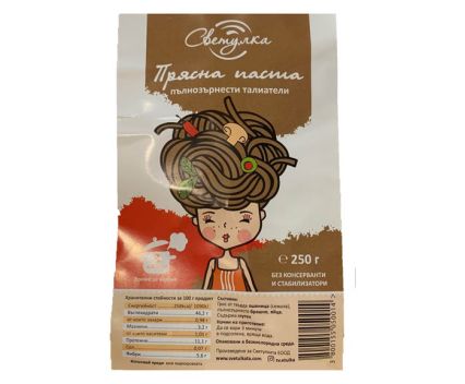 Прясна паста Талиатели Пълнозърнеста Светулка 250 г
