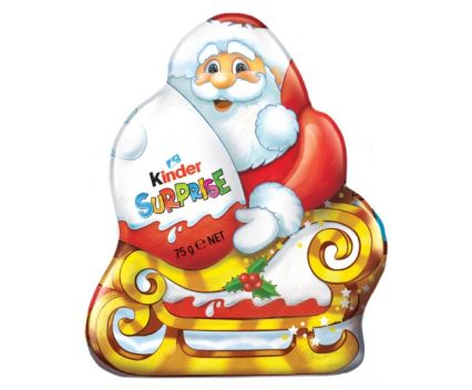 Шоколадова Фигура Дядо Коледа с Изненада Kinder Surprise 75 г - Бяло