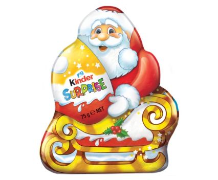 Шоколадова Фигура Дядо Коледа с Изненада Kinder Surprise 75 г - Жълто