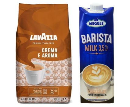 Пакет: Кафе на Зърна LavAzza Crema e Aroma 1 кг + Подарък Прясно Мляко Meggle Barista UHT 1 л