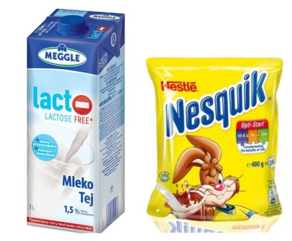 Пакет: Прясно Мляко Без Лактоза Meggle 1.5% 1 л + Какао Nesquik 400 г