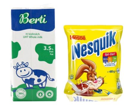 Пакет: Прясно Мляко UHT Berti 3.5% 1 л + Какао Nesquik 400 г