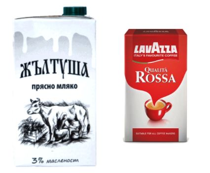 Пакет: Прясно Mляко Жълтуша 3% 1 л + Мляно Kафе LavAzza Qualita Rossa 250 г