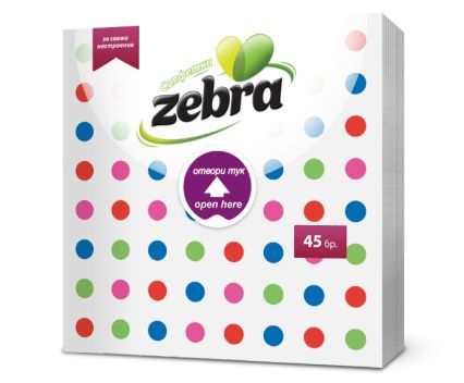 Салфетки Zebra Точки 33x33 см 1 пл 45 бр