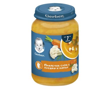Пюре Nestle Gerber Пролетна Супа с Пуешко и Копър, от 7-ия месец 190 г