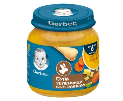 Пюре Nestle Gerber Супа Зеленчуци със Заешко, от 6-тия месец 125 г