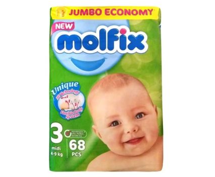 Пелени Molfix Comfort 3 Fix Midi 4-9 кг 3D 68 бр