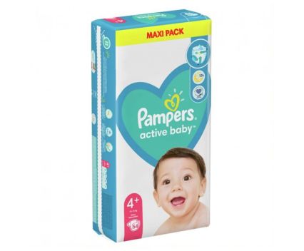 Бебешки Пелени Pampers Active Baby MAXI Pack S4+ Maxi+ 10-15 кг 54 бр