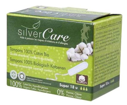 Дамски Тампони с Органичен Памук Silver Care Super 18 бр