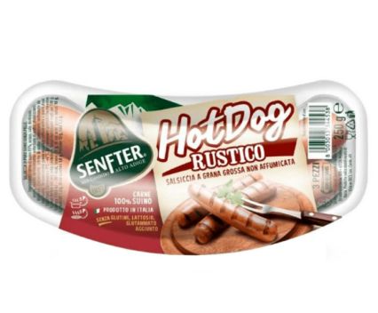 Кренвирш HotDog Rustico с Парченца Едросмляно Свинско Месо Без Глутен и Без Лактоза Senfter 250 г