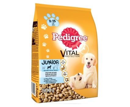Суха Кучешка Храна Pedigree Junior Пиле с Ориз 500 г