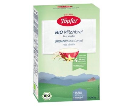 Био Млечна Каша Ориз и Ванилия Без Глутен след 4-тия Месец Topfer 200 г