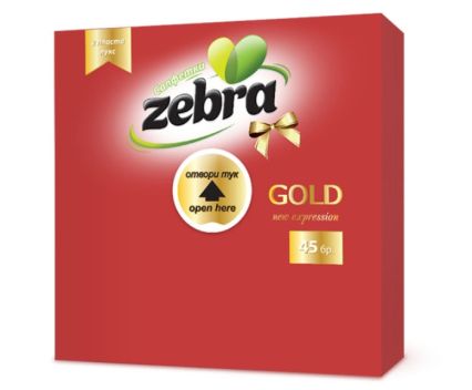Салфетки Zebra Gold 33x33 см 2 пл 45 бр - Червени