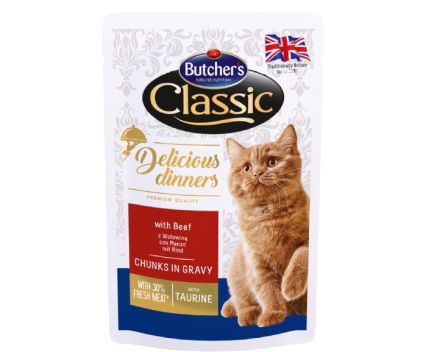 Храна за Котки Пауч с Говеждо в Сос Грейви Butcher's Delicious Dinners 100 г 