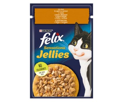 Храна за Котки Пауч Пиле в Желе с Моркови Felix Sensations Jellies 85 г
