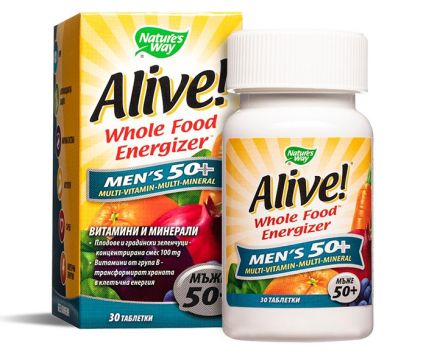 Mултивитамини Nature’s Way Alive за Мъже 50+ 30 Таблетки