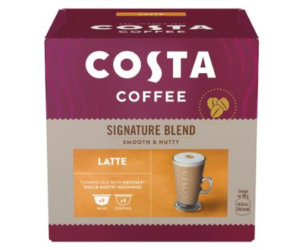 Кафе Капсули Costa Latte Signature Blend Съвместими с Nespresso и Dolce Gusto 16 бр 8 напитки