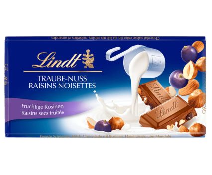 Млечен Шоколад с Ядки и Стафиди Lindt Raisins-Noisettes 100 г