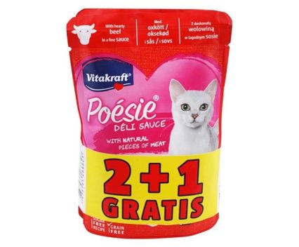 Храна за Котки Пауч Говеждо и Пиле в Сос Poesie Vitakraft 2+1 Подарък 255 г