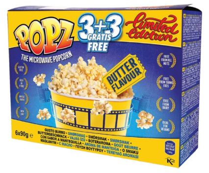 Пуканки с Масло Popz 3+3 x 90 г