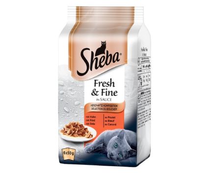 Храна за Котки Пауч с Месо в Сос Sheba Mini 6 х 50 г