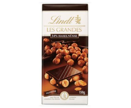 Черен Шоколад 34% Lindt Les Grandes Лешници 150 г