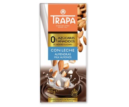 Млечен Шоколад без Захар с Бадем Trapa 100 г