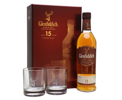 Уиски Glenfiddich Малц 15г + ПОДАРЪК (2 чаши) 700 г