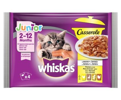 Храна за Малки Котенца Пауч Птичи Ястия в Желе Casserole Whiskas Junior 4 х 85 г