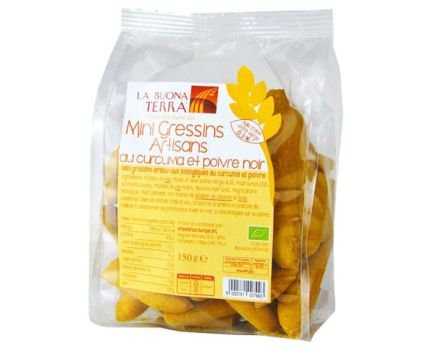 Био Мини Гризини с Куркума и Черен Пипер La Buona Terra 150 г