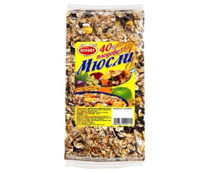 Мюсли Bioset 40% Плодове 500 г