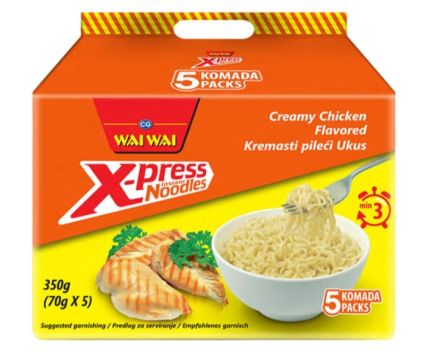 Полуготови Спагети Нудли Пиле със Сметана Wai Wai X-Press 5 бр x 70 г