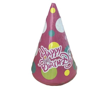 Парти Шапки Розови  Happy Birthday 6 бр