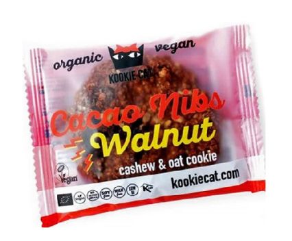 Био курабийка с какаови зърна и орехи Kookie Cat 50 г - веган