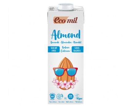 Био Бадемова Напитка EcoMil с Калций, Натурална 1 л - Без Глутен, Без Захар